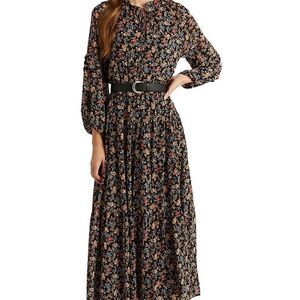 NWOT Ralph Lauren Black Label Jaydall  Boho Tiered Floral MIDI Dress Sz 14